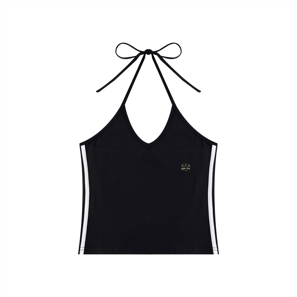 Loki & Ivy Women's Color Block Halter Crop Tank Top