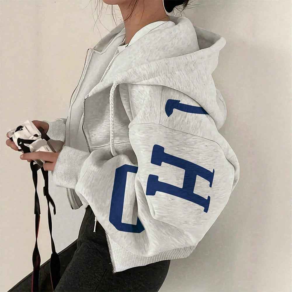 Women's Relaxed Fit Long-Sleeve Zip-Up Sweatshirt