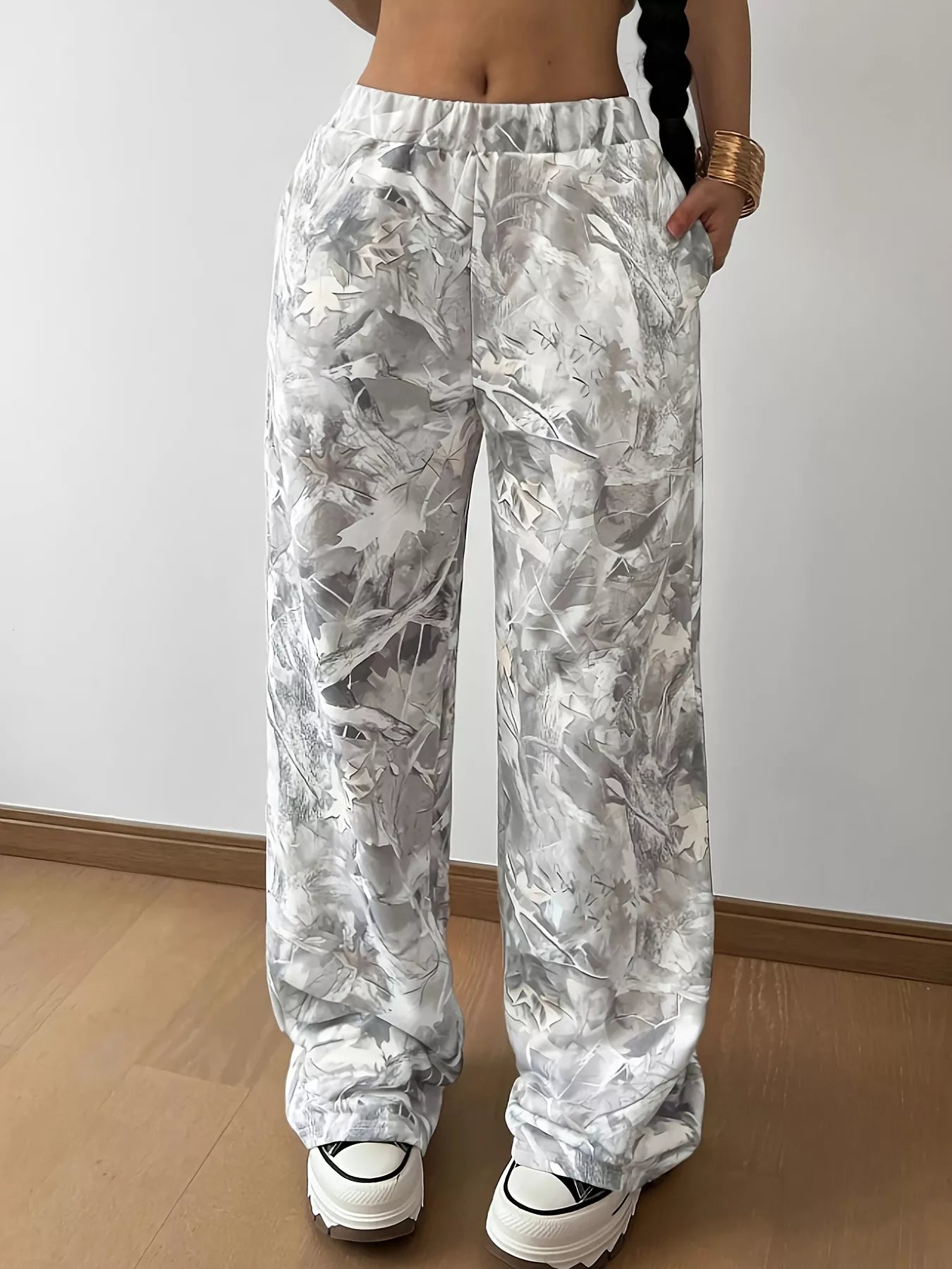 Abstract Print Wide Leg Sweatpants