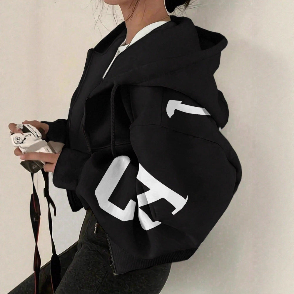 Women's Relaxed Fit Long-Sleeve Zip-Up Sweatshirt