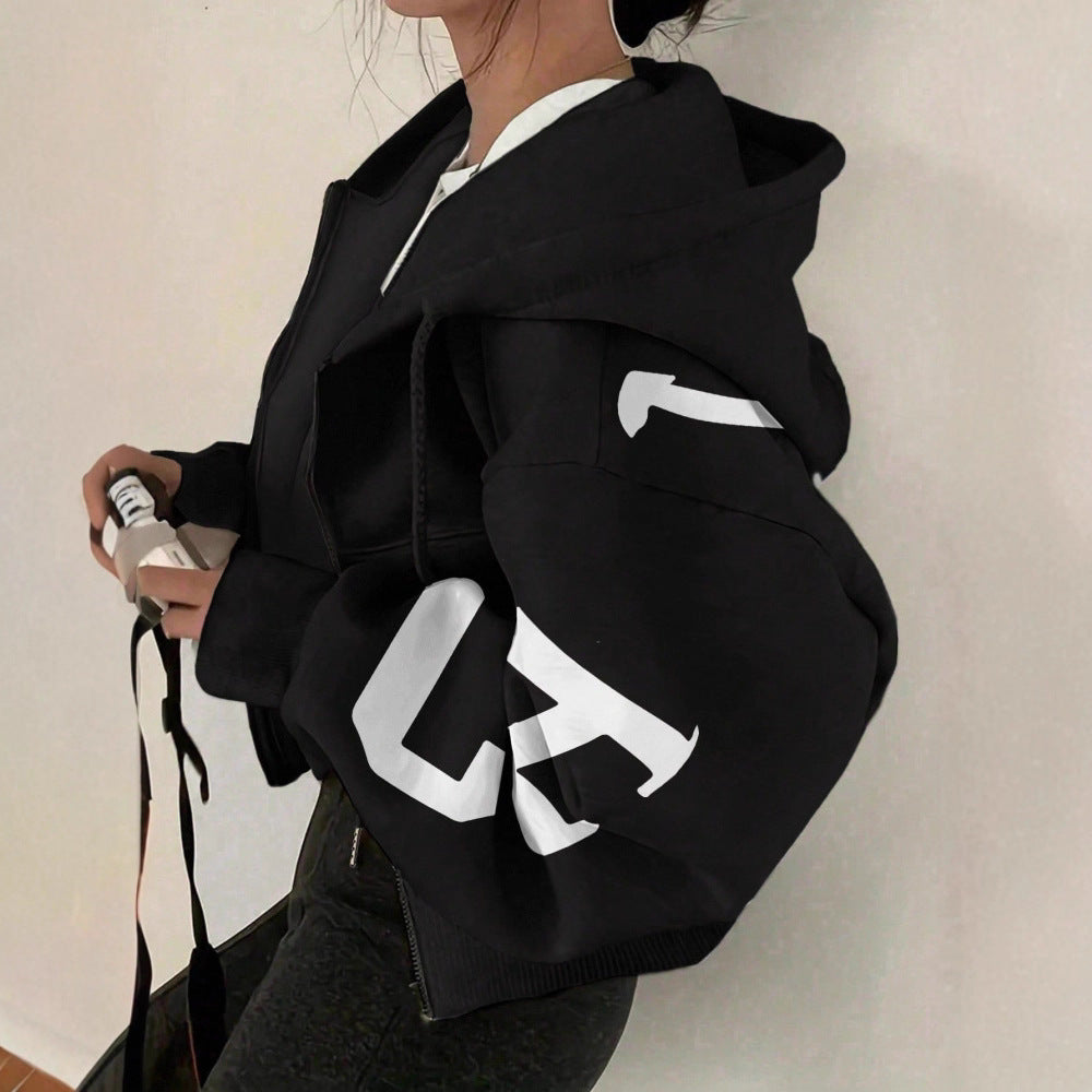 Women's Relaxed Fit Long-Sleeve Zip-Up Sweatshirt