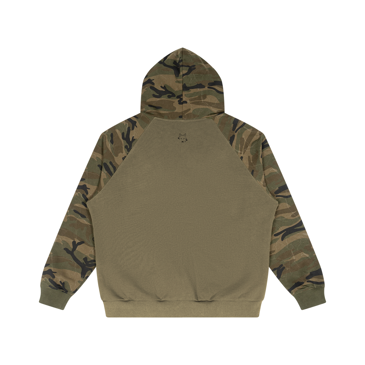 Streetwear Unisex Camo-Splice Raglan Zip Hoodie