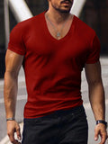 Men's Full Size Basic Style V-Neck Short Sleeve T-Shirt Plus Size
