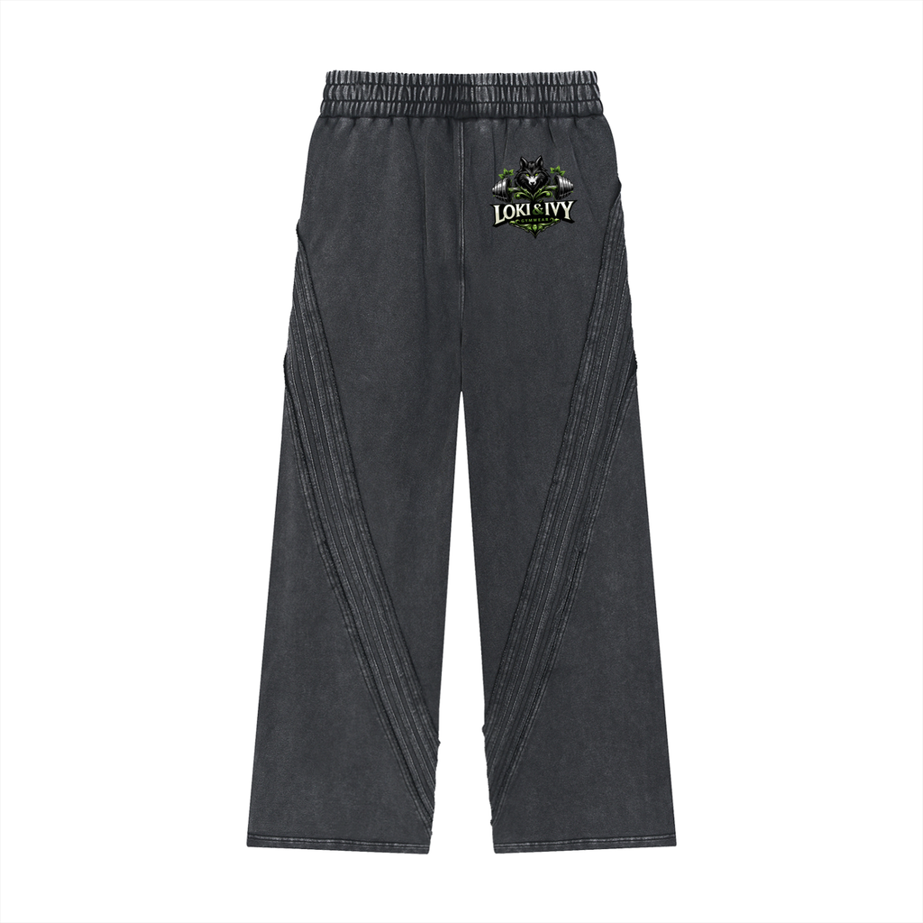 Loki & Ivy Snow Washed Tape Raw Edge Sweatpants
