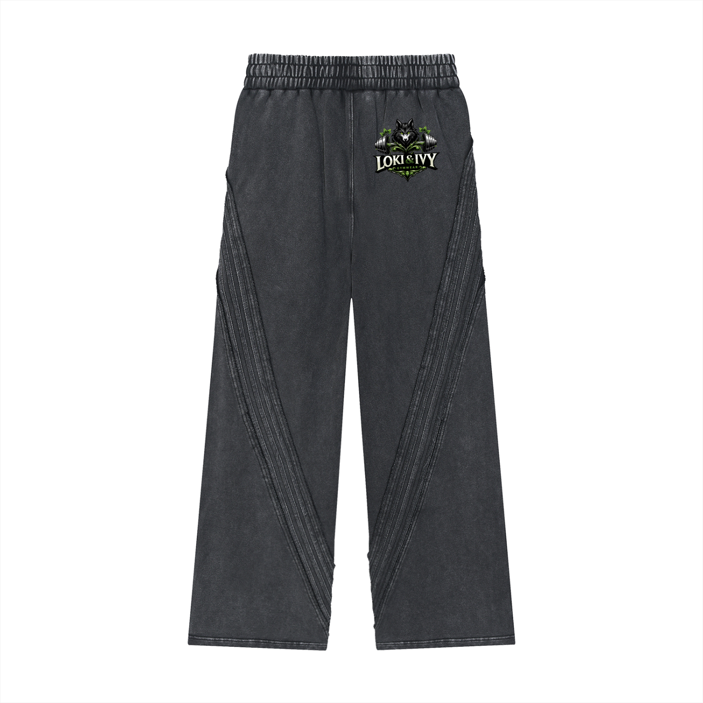 Loki & Ivy Snow Washed Tape Raw Edge Sweatpants