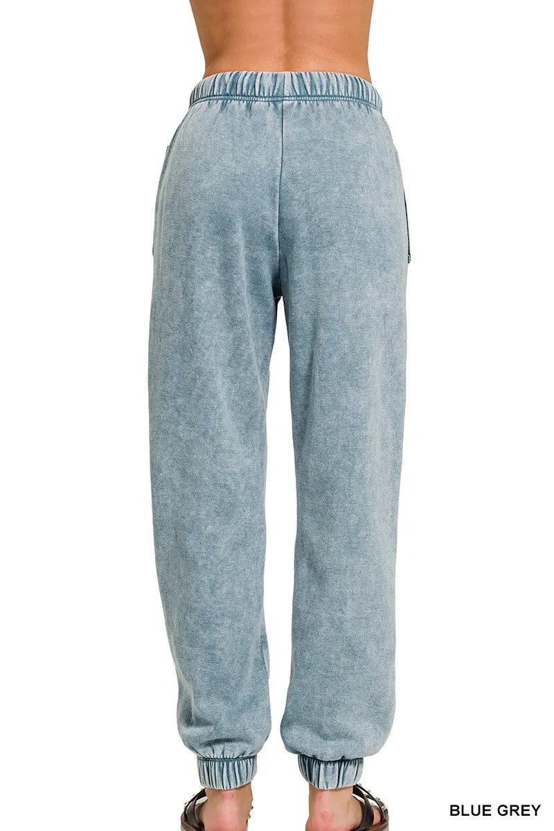 Zenana Acid Wash Fleece Sweatpants