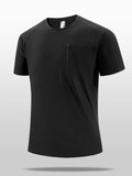 Men's Plus Size Quick-Dry T-Shirt with Zipper Pocket