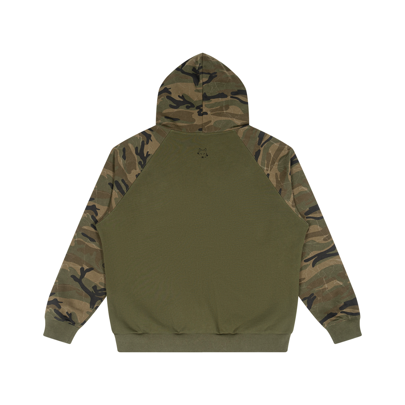 Streetwear Unisex Camo-Splice Raglan Zip Hoodie