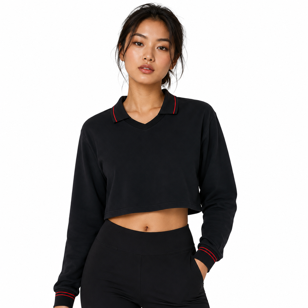 Loki & Ivy Women’s Crop Collared Sweatshirt