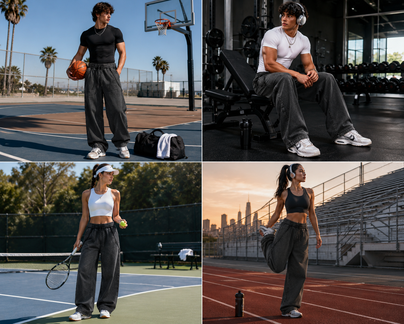Loki & Ivy Snow Washed Tape Raw Edge Sweatpants