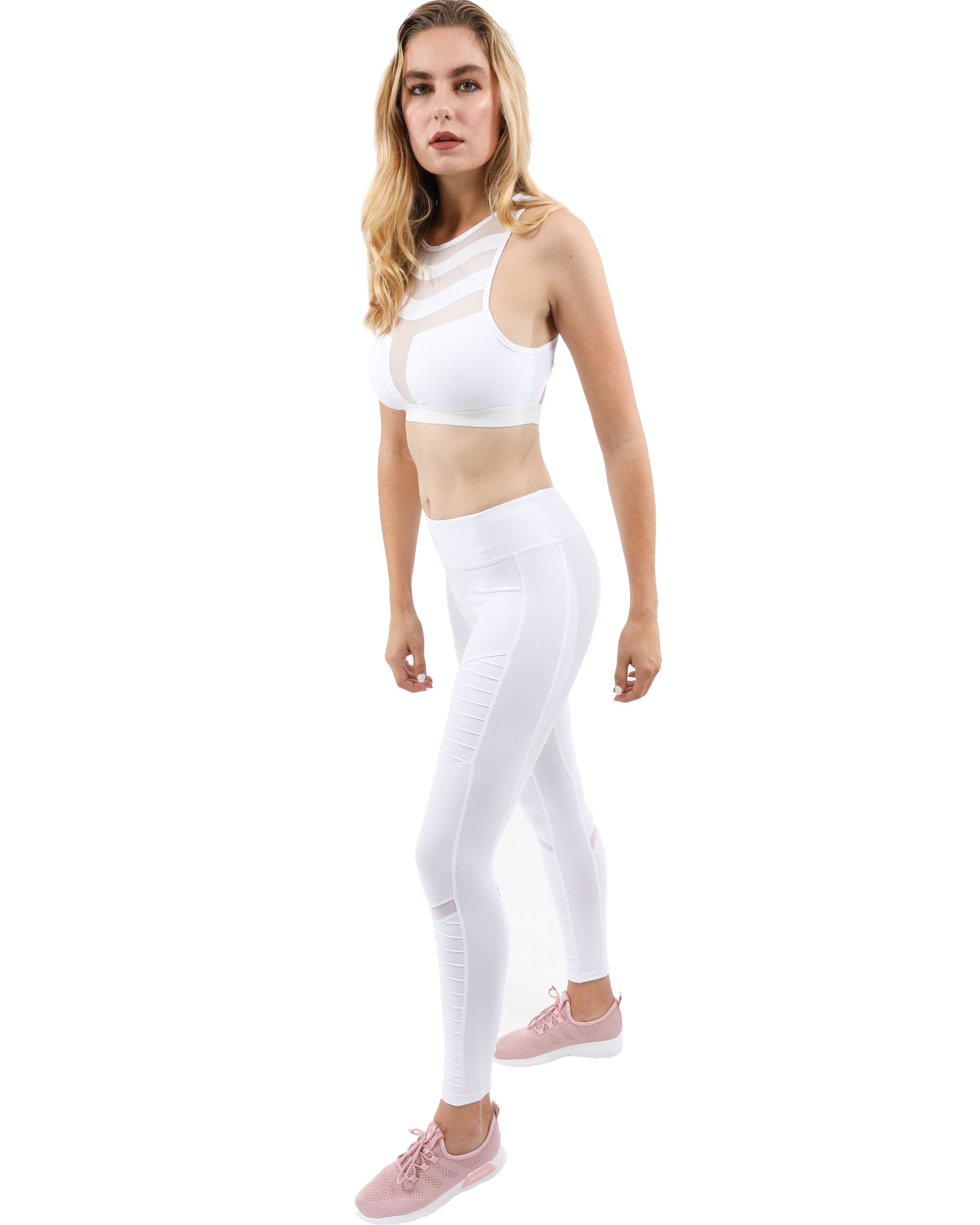 Savoy Active SleekFit Mesh Pocket Leggings - White
