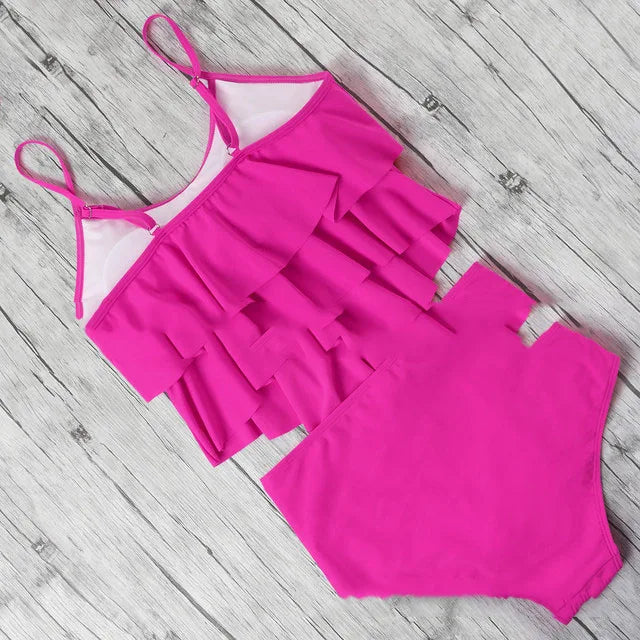 RuffleWave: Chic High Waist Bikini & Tankini Set