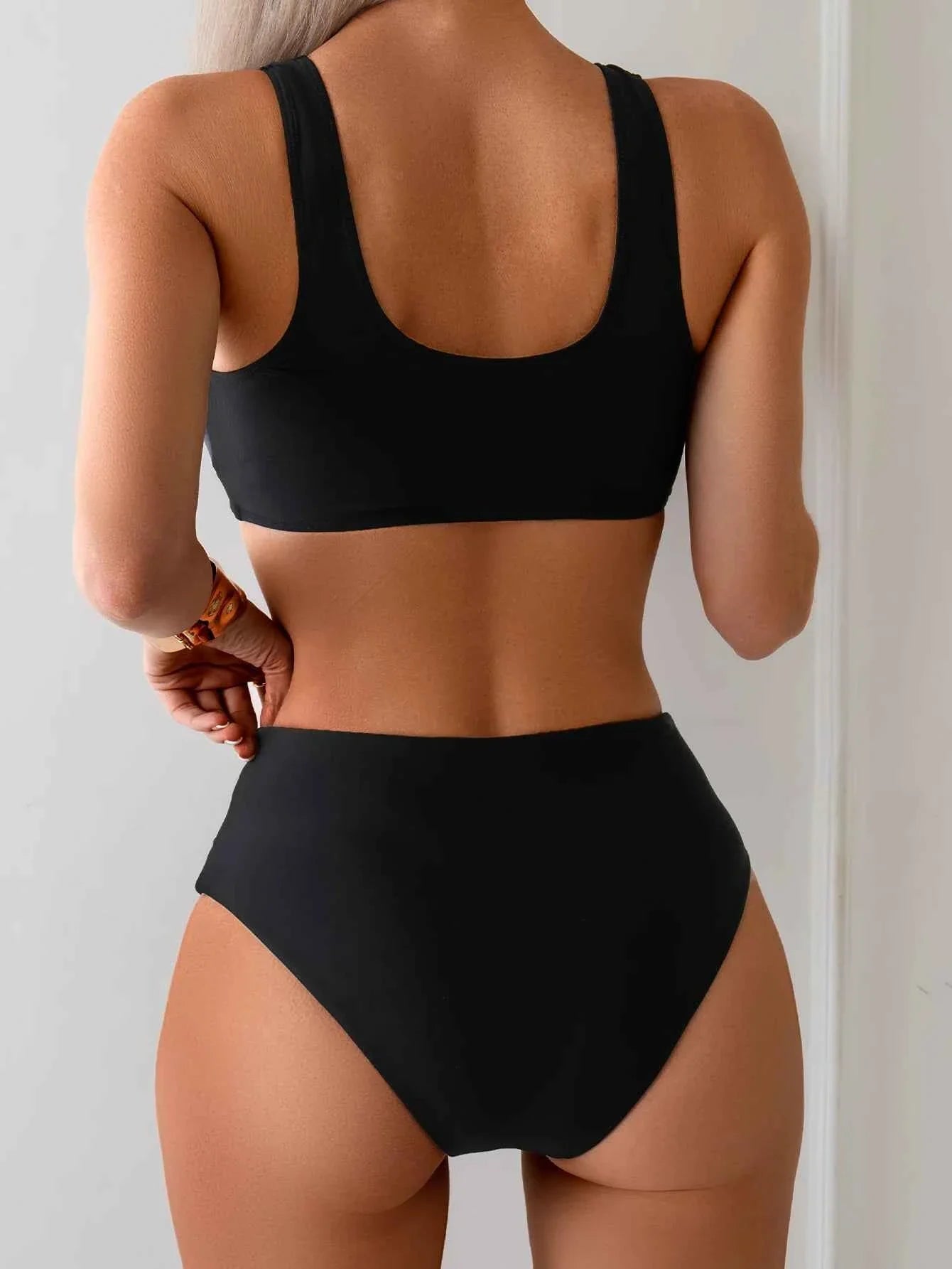 Women's Sporty Colorblock High Waist Bikini Set