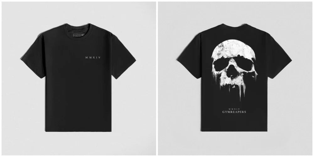 Men's Skull Print Cotton Gym T-Shirt