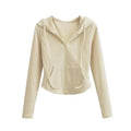 Lucyever Y2K Slim Fit Cropped Zip-Up Hoodie