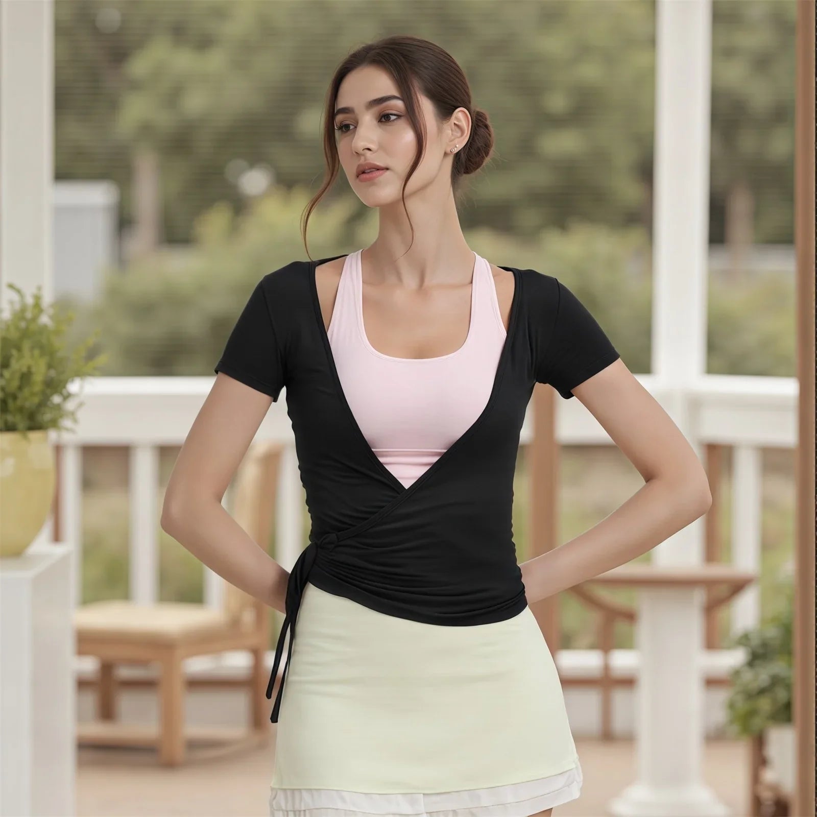 Chic Women's Athleisure V Neck Crop Top