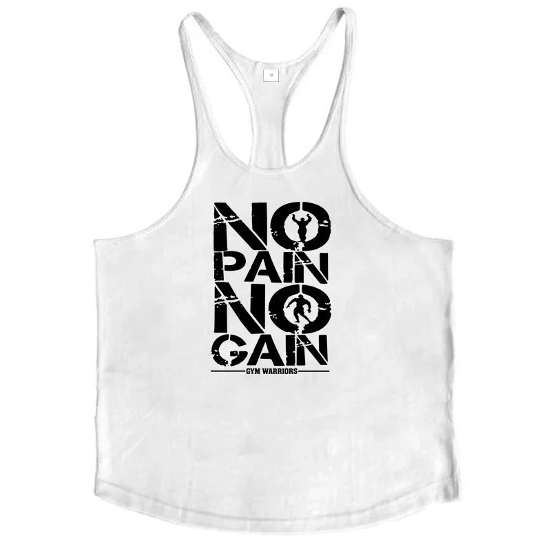 NO PAIN NO GAIN Gym Stringer Tank Top Men
