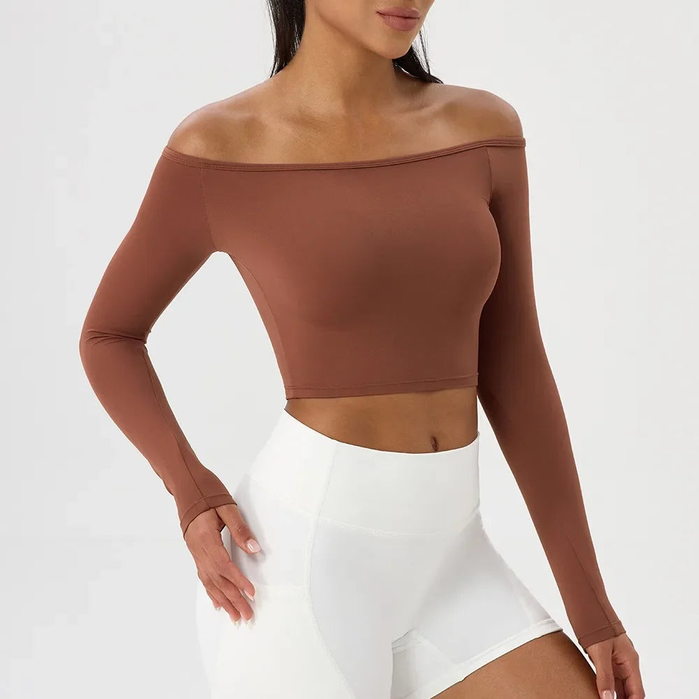 Off Shoulder Long Sleeve Yoga Top