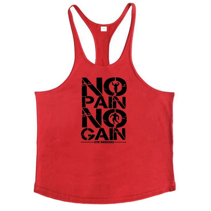 NO PAIN NO GAIN Gym Stringer Tank Top Men