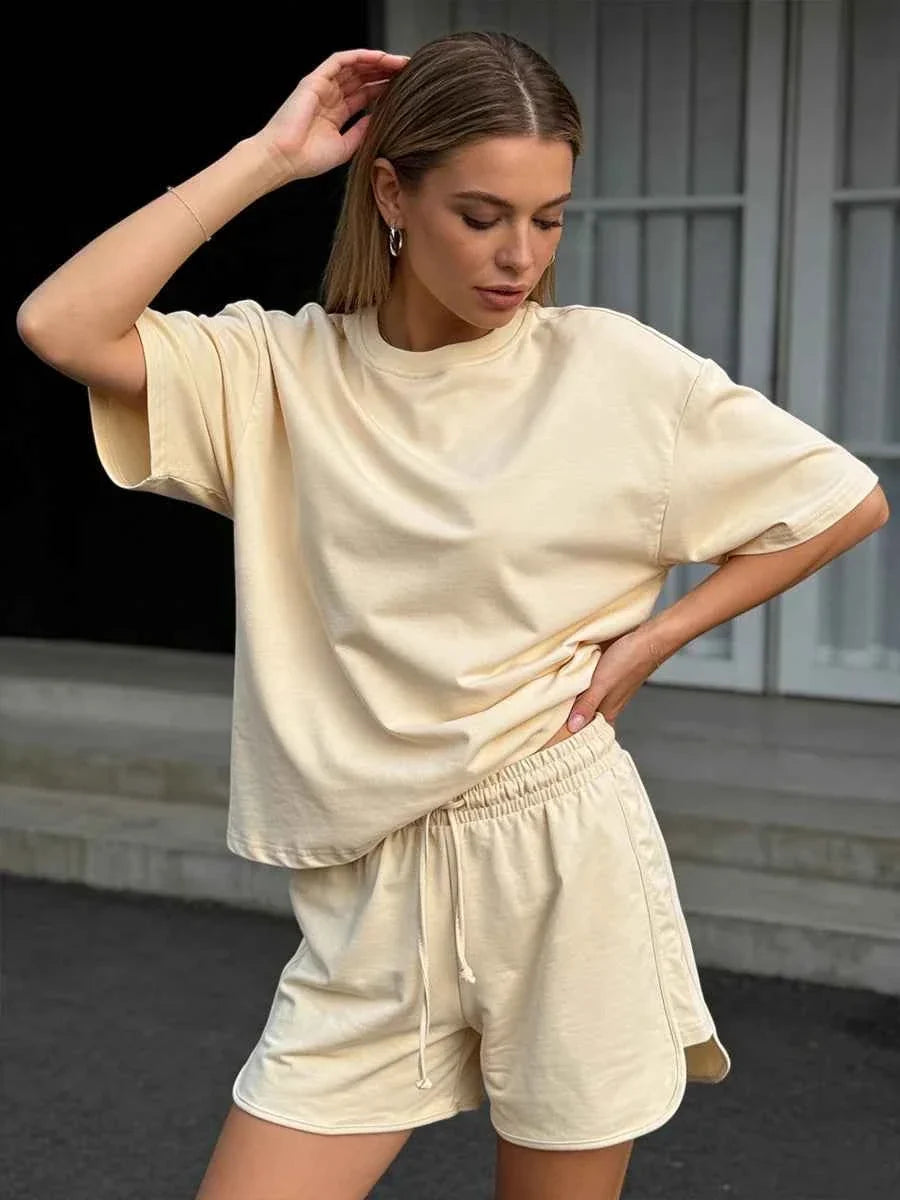 Women's Cotton Two-Piece Short Set Tracksuit