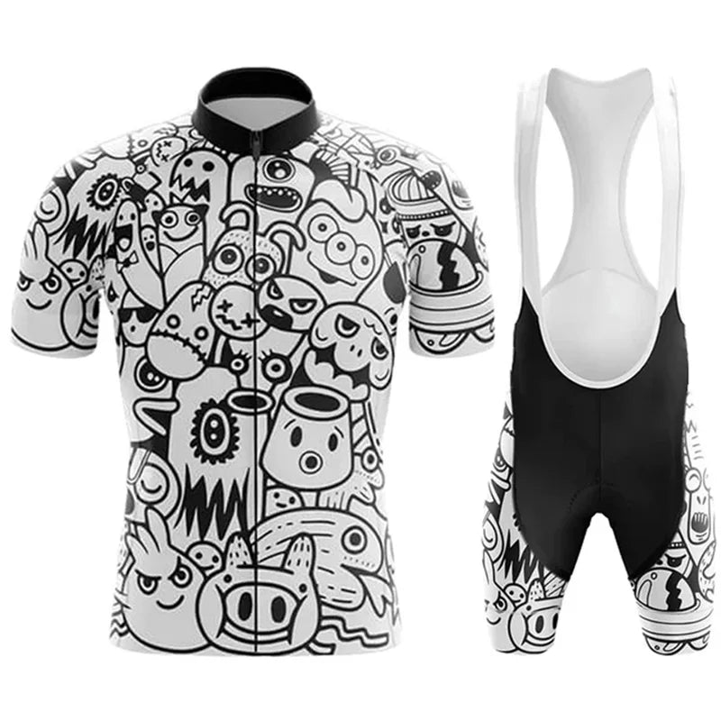 Men's Cartoon Team Cycling Jersey & Bib Set