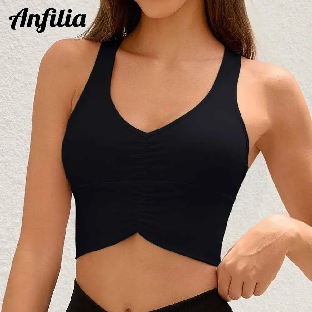 Anfilia Ruched Racerback Sports Bra Top