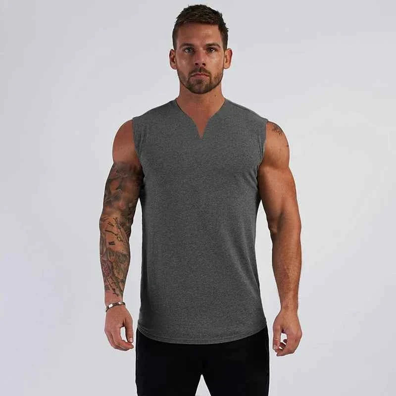 Cotton V-neck Gym Tank Top for Men