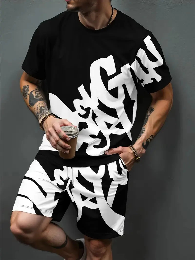 2026 Men's Street Casual 3D Letter Suit