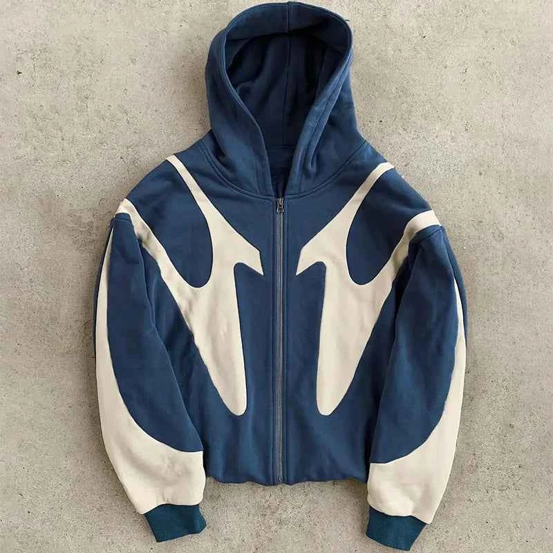 Y2K Devil Print Retro Zip Hoodie