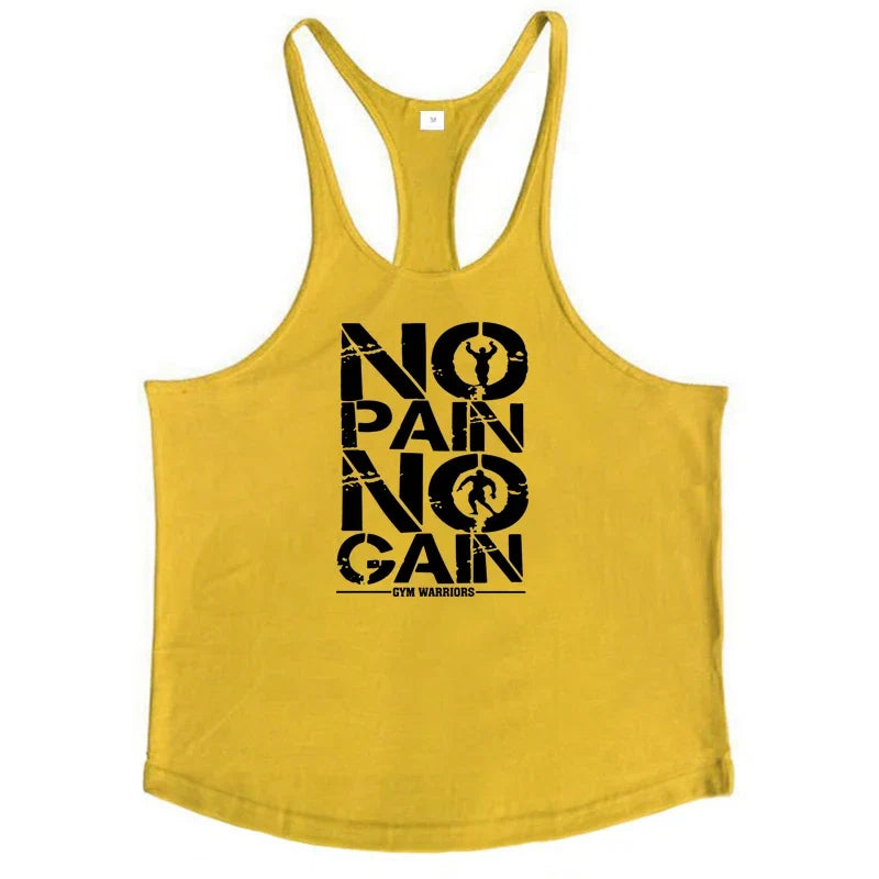 NO PAIN NO GAIN Gym Stringer Tank Top Men