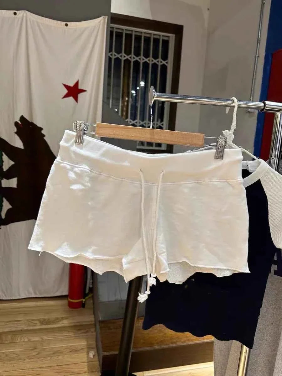Vintage High Waist Cotton Sports Shorts