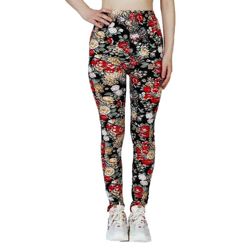 Floral Print High Elasticity Fashion Leggings