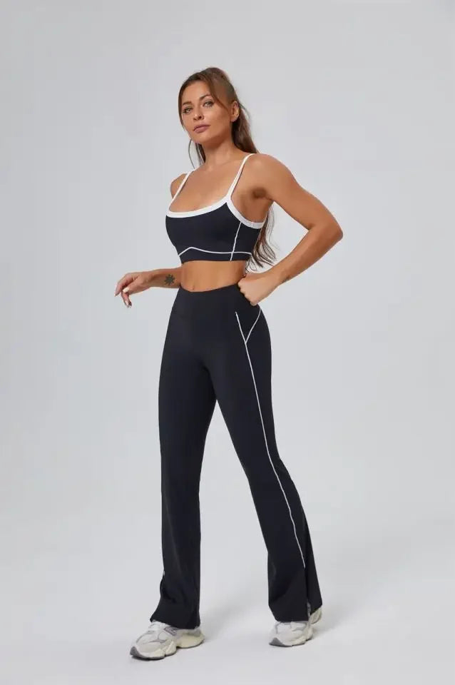 FlareLift Yoga Set: High-Waist Pants & Backless Bra