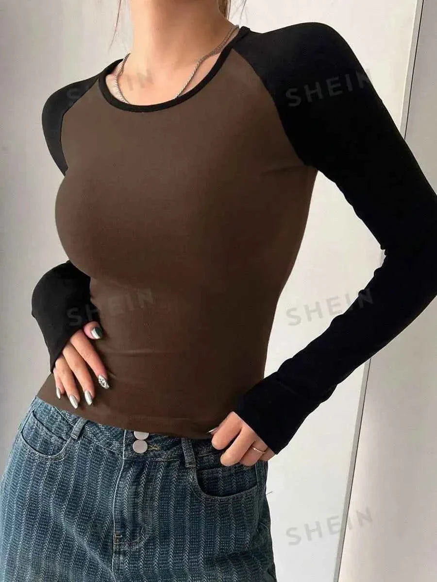 ChicSpring SlimFit ColorBlock Crew Tee