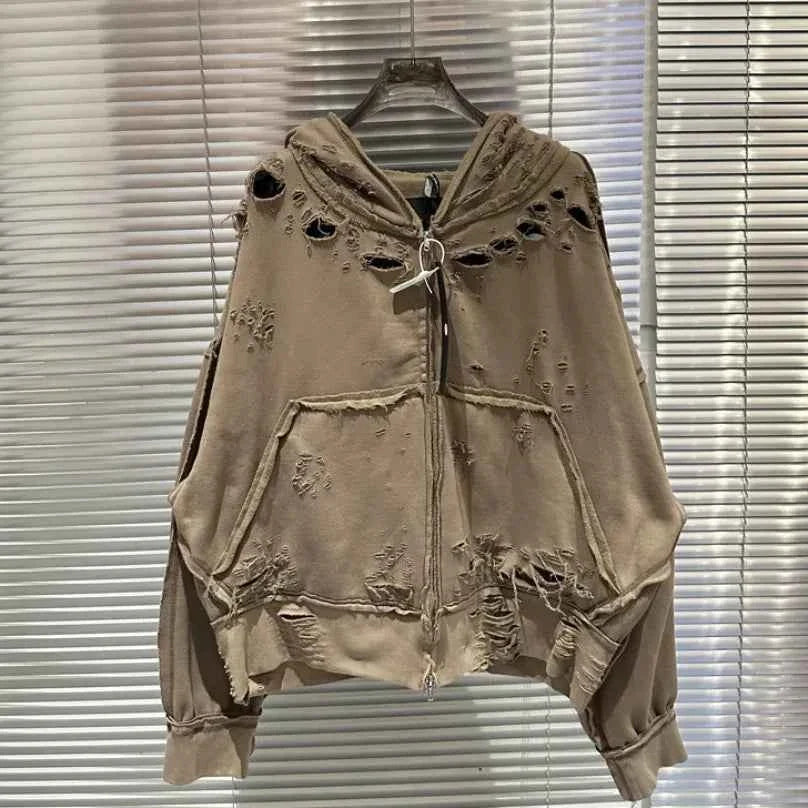 Washed Streetwear Zipper Hoodie Unisex