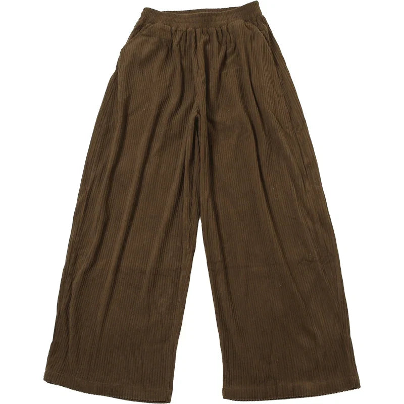 High Waist Corduroy Wide Leg Pants Women