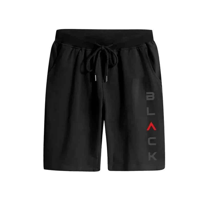 Men's Black Letter Print Summer Short Set