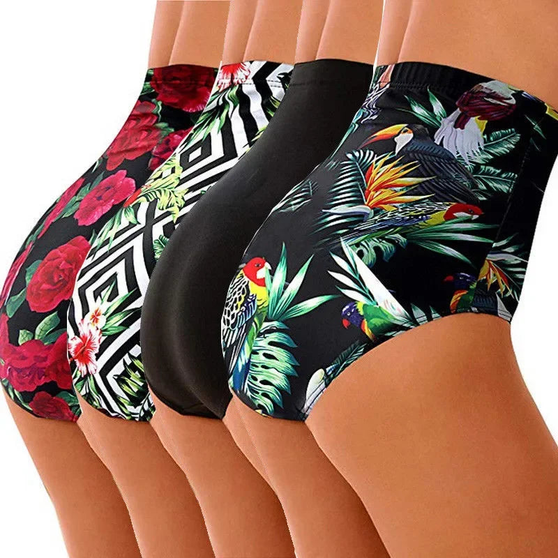 Floral High-Waist Bikini Shorts - Plus Size Swimwear