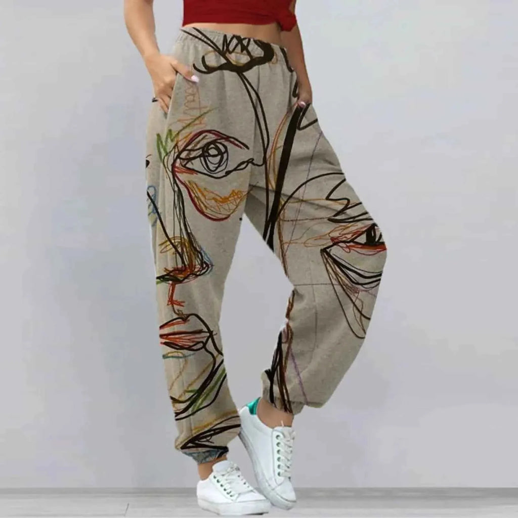 Graffiti Face Art Print Harem Pants with Pockets