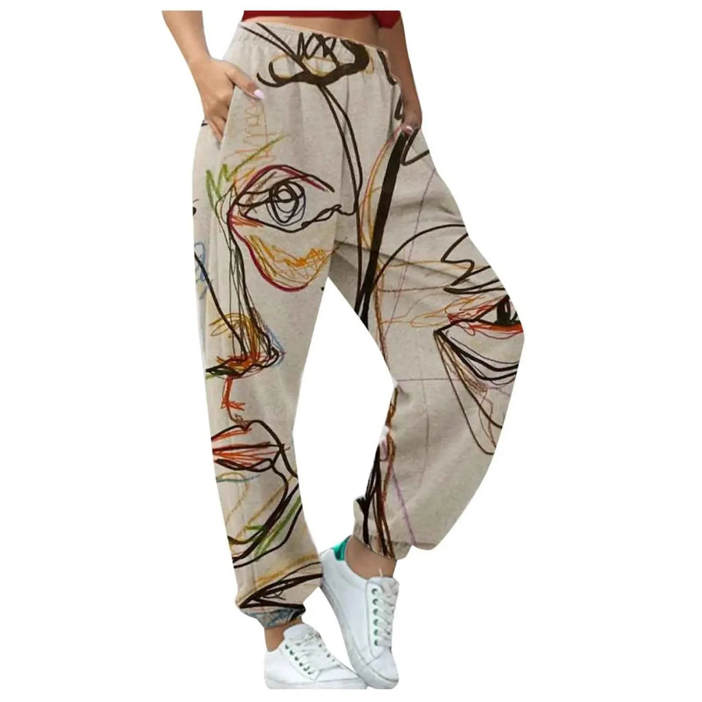 Graffiti Face Art Print Harem Pants with Pockets