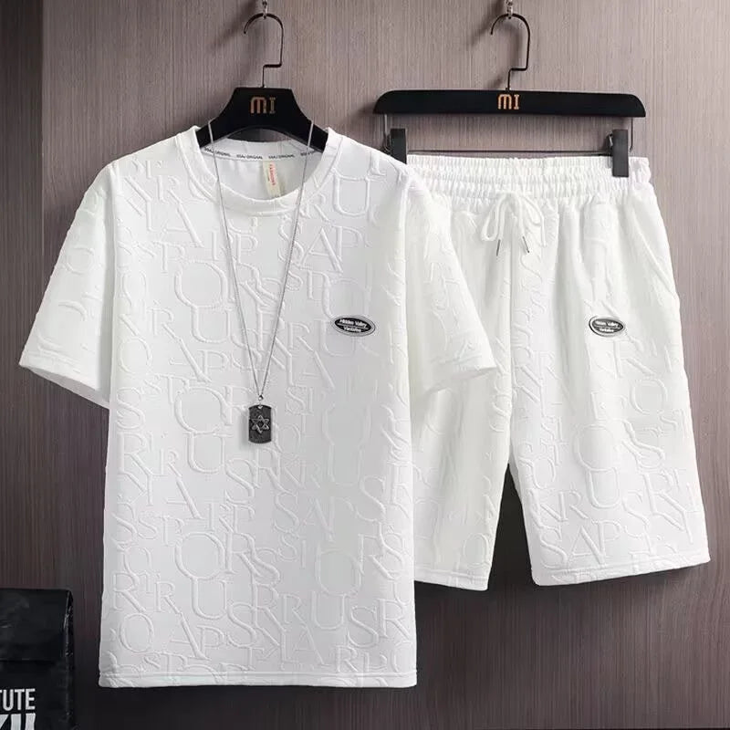 Men's Waffle Summer Casual Tracksuit Set