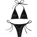 ShimmerWave: Luxe Satin Brazilian Bikini Set