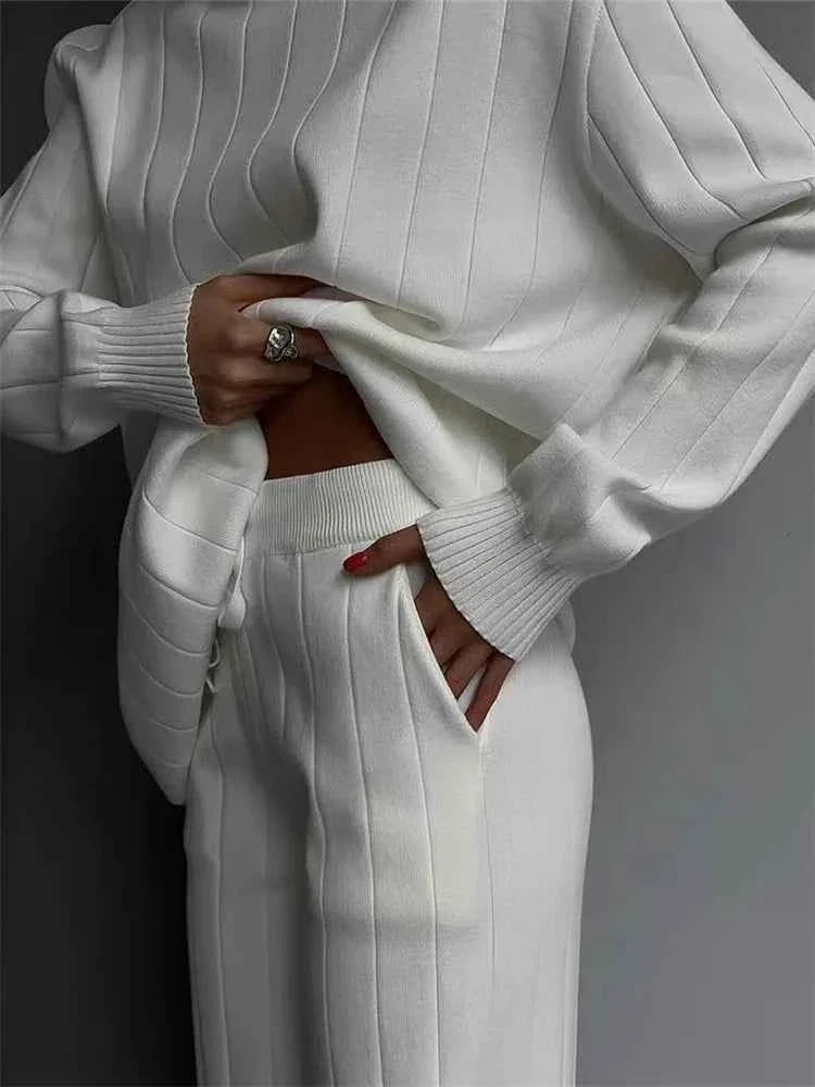 Autumn Winter Knitted Women's Tracksuit Set