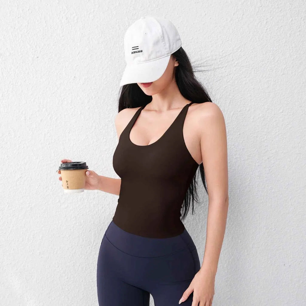 Women's U-Neck Yoga Vest with Chest Pad