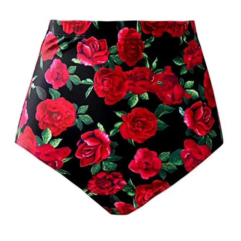 Floral High-Waist Bikini Shorts - Plus Size Swimwear