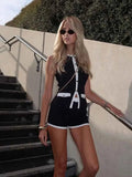Women's Black Knit Sleeveless 2-Piece Suit