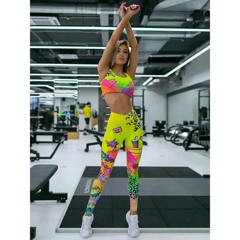 Women's Printed Yoga Set: Bra & Leggings