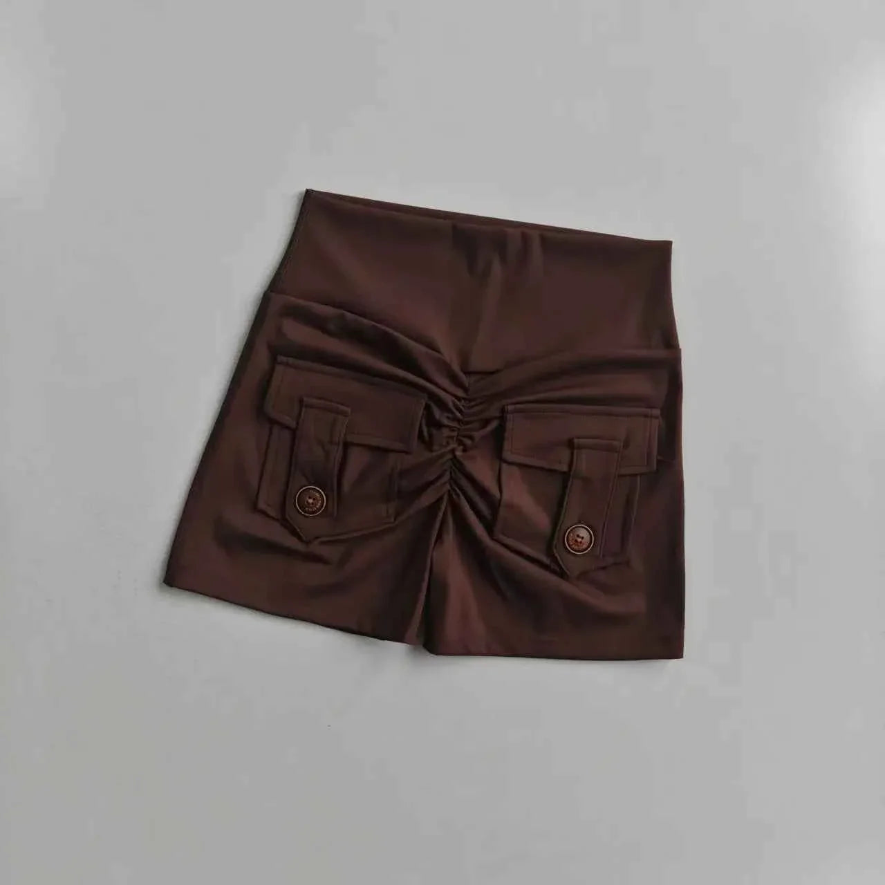 Nude High Waist Seamless Fitness Shorts with Pockets