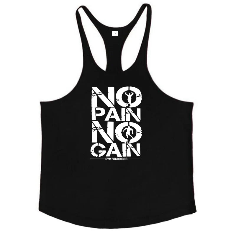 NO PAIN NO GAIN Gym Stringer Tank Top Men