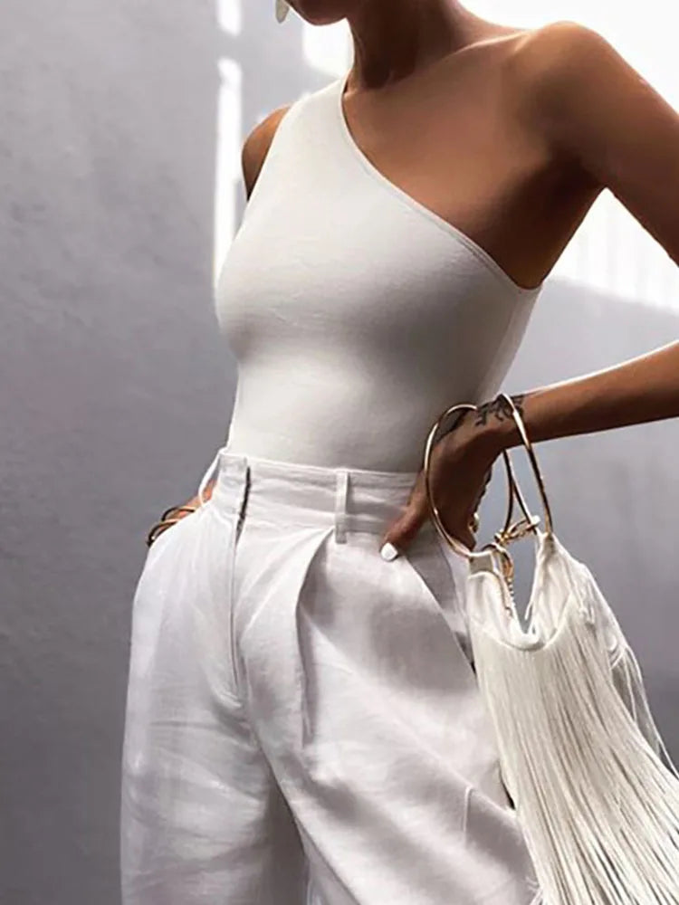One-Shoulder Sporty Crop Tank Top